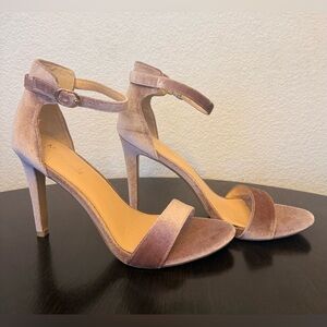 Michael Shannon Blush Velvet Heels with Ankle Strap